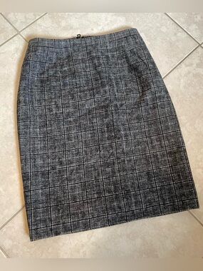 Valentino Gray Plaid Pencil Skirt